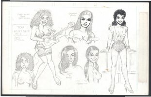 ! SEXY NUDE GIRLS BY DAN DeCARLO - SIGNED PENCIL MODEL SHEET FOR PENTHOUSE COMICS Issue Penthouse Comic Art