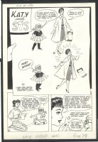  ! NICE WOGGON KATY KEENE + SIS SPLASH - 1960 LARGE ART Issue Katy Keene #51 Page 19 Comic Art