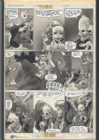  ! GOLDEN INKWASH ART - HOWARD THE DUCK ATTACKS GIRL AS A VAMPIRE - SIGNED Issue Howard the Duck Magazine #5 Page 13 Comic Art