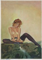 ++ ESTEBAN MAROTO PAINTED COVER - SEXY NAKED GIRL WITH A GUN Issue paperback cover Comic Art