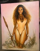 ! NICE LARGE OIL PAINTING OF BEYONCE BY MARCUS BOAS - HEAVY METAL ARTIST