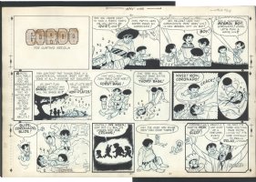 = 1946 GORDO STRIP BY GUS ARRIOLA - GREAT ART - BASEBALL GAG Issue Gordo Page 12-1-1946 Comic Art
