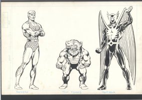 ! MARVEL VILLIANS SPLASH BY LaROQUE - NIGHTHAWK SQUADRON SINISTER Issue Marvel Handbook  Comic Art