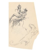 ! TARZAN ESCAPES A LION IN THIS ROY KRENKEL PENCIL SKETCH - KRENKEL WAS AN INFLUENCE ON FRAZETTA Comic Art